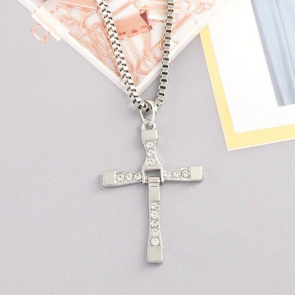 2ct Diamond 14K White Gold Cross Necklace Womens 20" Chain Jewelry 14 k 2 ct NEW - Picture 8 of 9
